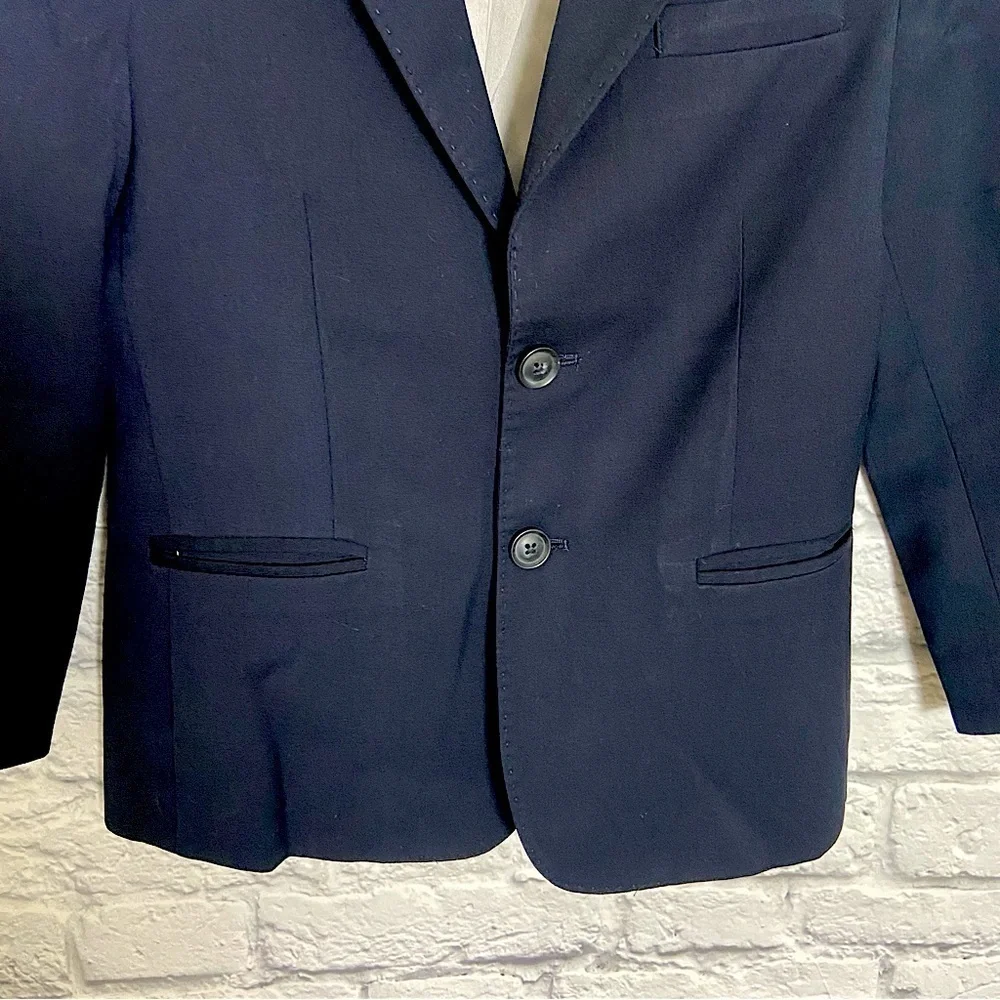 Trussardi Boy's 10 Navy Blue Wool Blend 2 Button Blazer